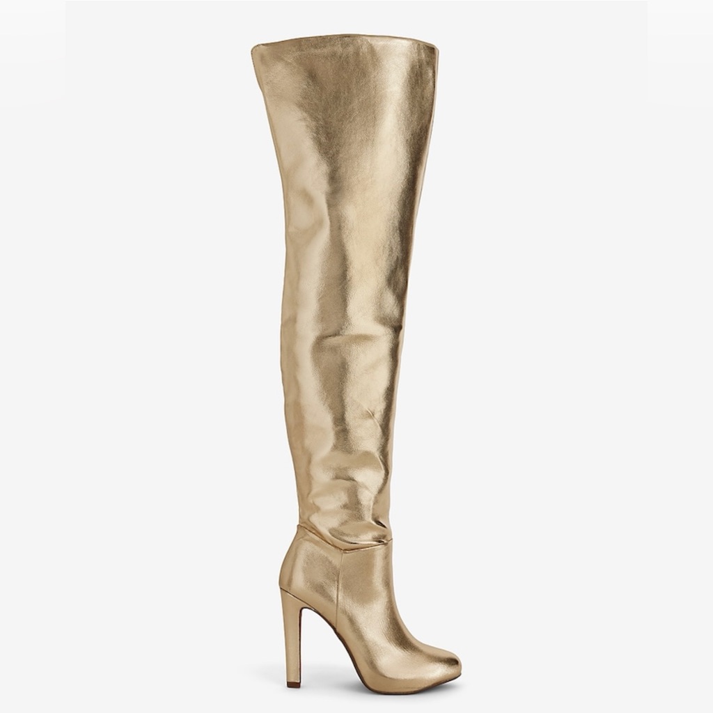 Brian Atwood Metallic Gold Over-The-Knee Boots